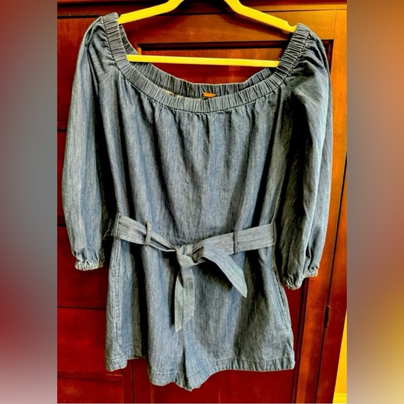 Free People Tangled In Willows Denim Romper Size:Small PTP 19” - Picture 3 of 7